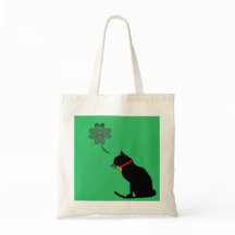 Kat groen en wit shamrock grafisch Tas