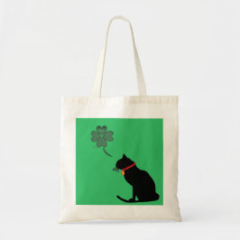 Kat groen en wit shamrock grafisch Tas