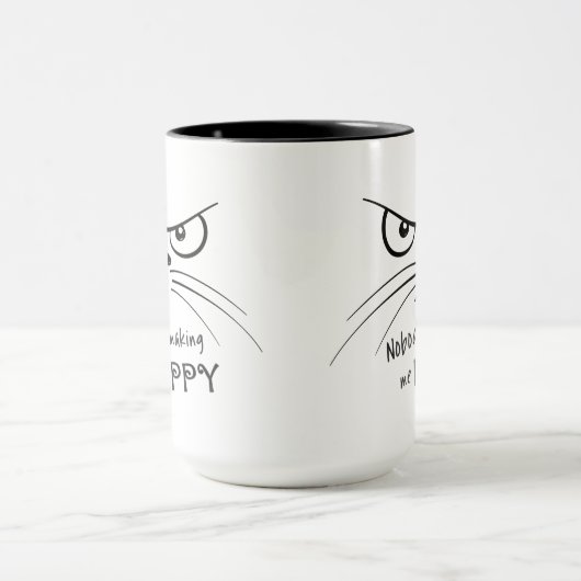 Kat Grumpy NIEMAND MAAKT ME GELUKKIG Mok (Midden)