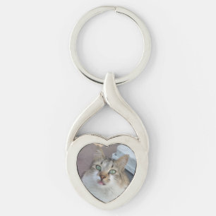 Kat hart hoofdketen sleutelhanger