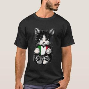 Kat Hart Italië Italiaanse Vlag Italiaanse Roots I T-shirt