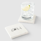 Kat hartslag met hart stenen onderzetter (Zijkant)