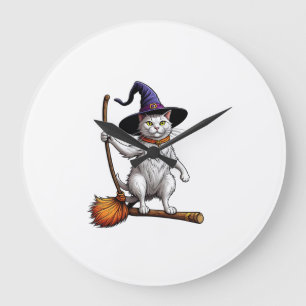 Kat Heks Halloween Hekserij Mystieke Kattenliefheb Grote Klok