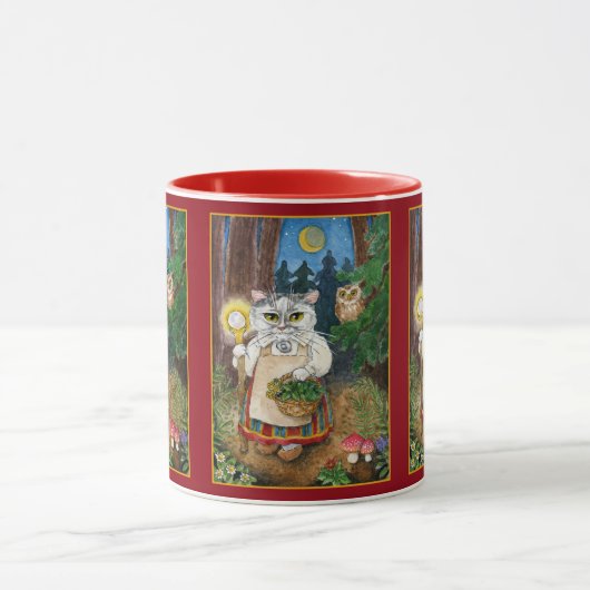 Kat-heks, uil, sprookjesnatuur mok (Midden)