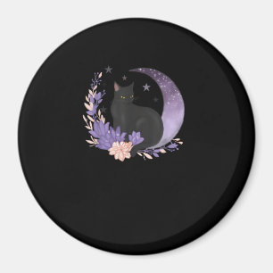Kat Hekserige Maan Bloemen Pastel Goth Goblincore Magneet