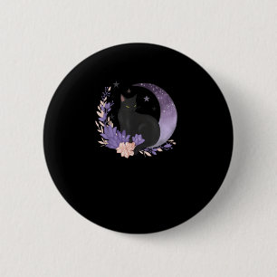 Kat Hekserige Maan Bloemen Pastel Goth Goblincore Ronde Button 5,7 Cm