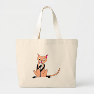 Kat Het afspelen van de Oboe Grote Tote Bag