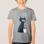 Kat het Testen Theetemperatuur met Staart Tri-Blend Shirt (Voorkant)