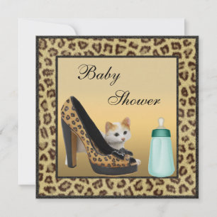 Kat, hoefijzer en flestextiel Neutraal Baby shower Kaart