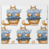 Kat Holding Vis Cadeaupapier (Vlak)