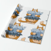 Kat Holding Vis Cadeaupapier (Uitgerold)