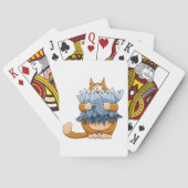 Kat Holding Vis Pokerkaarten (Achterkant)