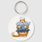 Kat Holding Vis Sleutelhanger (Voorkant)