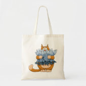 Kat Holding Vis Tote Bag (Voorkant)