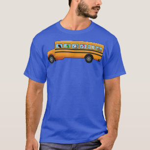 Kat, hond en duck in een schoolbus Funny13 T-shirt