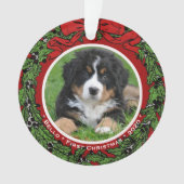 Kat Hond foto Eerste Kerstmis bessen Ornament (voorkant)