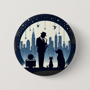 Kat, hond, Jazz Ronde Button 5,7 Cm