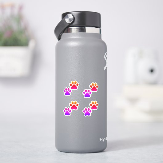 Kat | hond | Kleurrijke sticker pootafdrukken (HydroFlask)