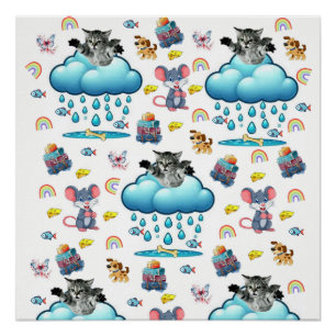 Kat Hond Muizen Regenboog Kaas Poster Perfect Poster