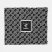 Kat hond poogt grijze burlap familienaam fleece deken (Voorkant (Horizontaal))