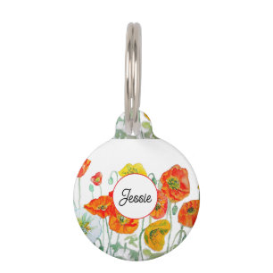 Kat Hond Shabby Bloemen Poppy Poppies Huisdier Naa Huisdierpenning