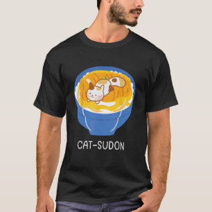 Kat houdt van het eten van Katsudon rijst voedsel  T-shirt