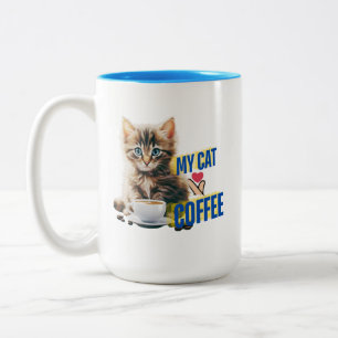 Kat houdt van koffie tweekleurige koffiemok
