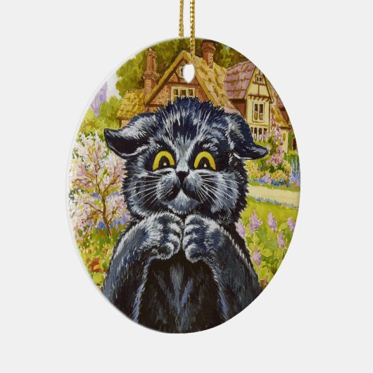 Kat & Huis Achtergrond door Louis Wain · Ornament (Rechts)
