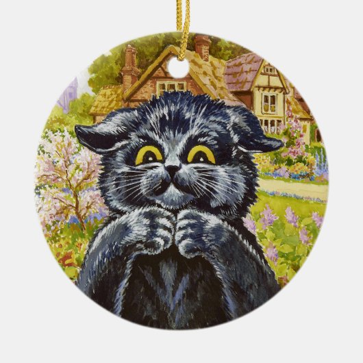 Kat & Huis Achtergrond door Louis Wain · Ornament (Voorkant)