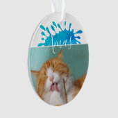 Kat Huisdier Foto Xmas Script Kerstmis Ornament (voorkant)