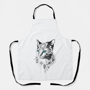 Kat Huisdier Natuur Illustratie Art Tattoo Schort