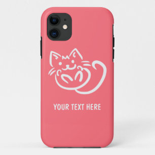 Kat Illustratie aangepaste kleuren iPhone-cases iPhone 11 Hoesje