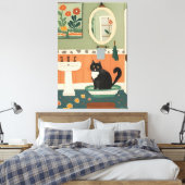 Kat in badkamer V14 Canvas Afdruk (Insitu (Slaapkamer))