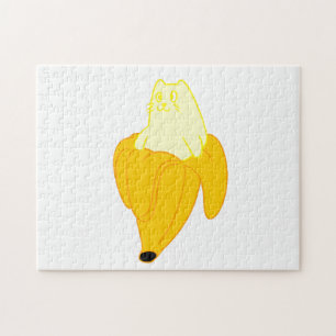 Kat in banaan - Kies achtergrondkleur Legpuzzel