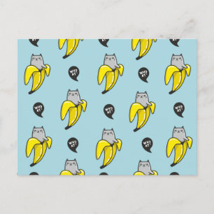 Kat in bananen briefkaart