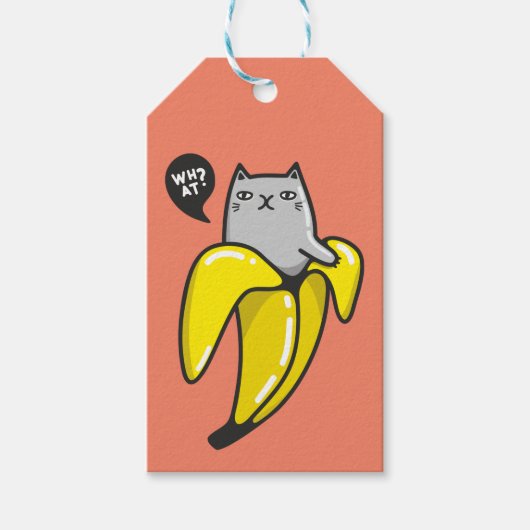 Kat in bananen cadeaulabel (Voorkant)