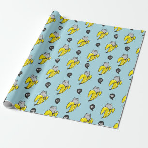 Kat in bananen cadeaupapier
