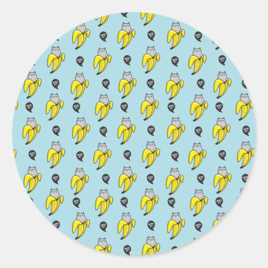 Kat in bananen ronde sticker (Voorkant)