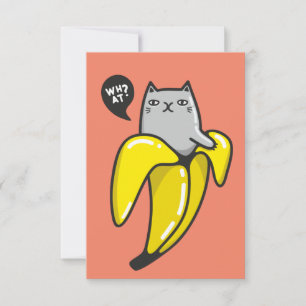 Kat in bananen RSVP kaartje