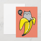 Kat in bananen RSVP kaartje (Voorkant / Achterkant)