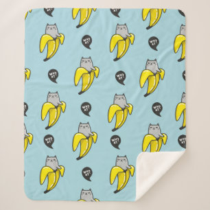 Kat in bananen sherpa deken
