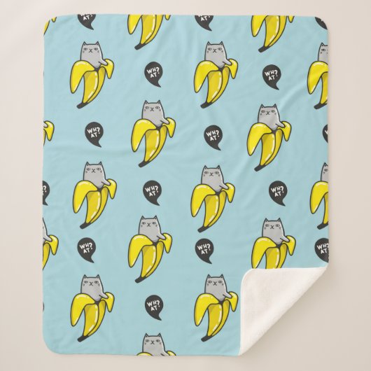 Kat in bananen sherpa deken (Voorkant)