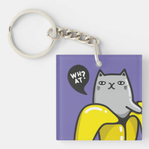 Kat in bananen sleutelhanger