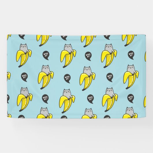 Kat in bananen spandoek (Horizontaal)