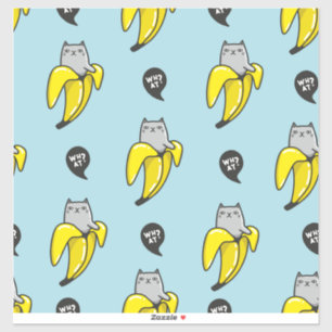 Kat in bananen sticker