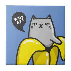 Kat in bananen tegeltje