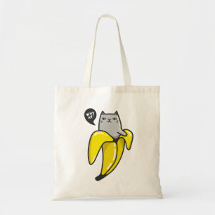 Kat in bananen tote bag