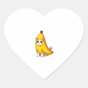 Kat in bananenkostuum hart sticker