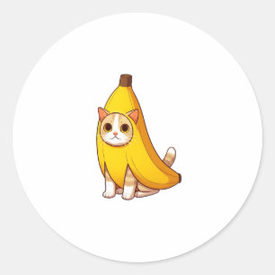 Kat in bananenkostuum ronde sticker