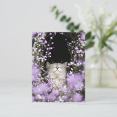 Kat in bloemen briefkaart (Staand voorkant)